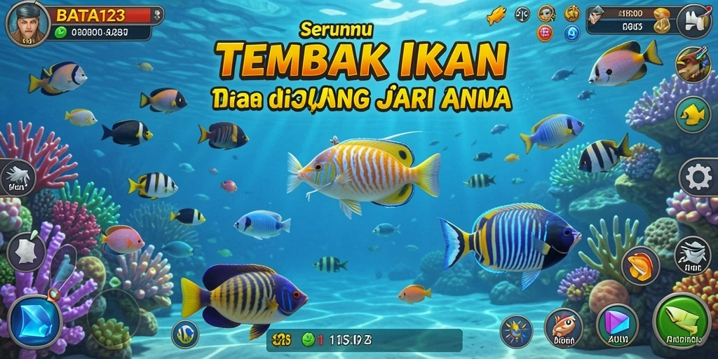 Screenshot gameplay BATA123 yang menampilkan aksi menembak ikan.