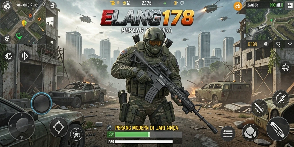 Tangkapan layar ELANG178 menampilkan aksi intens dalam pertempuran FPS.