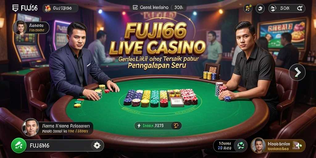 Tampilan gameplay interaktif dan dealer live di FUJI66.