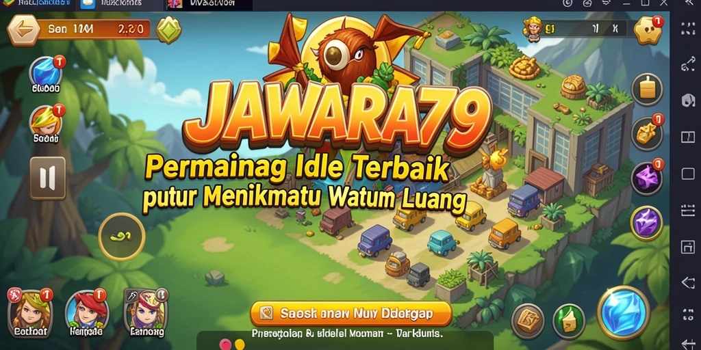 Screenshot gameplay JAWARA79 menampilkan karakter sedang bekerja menghasilkan sumber daya.