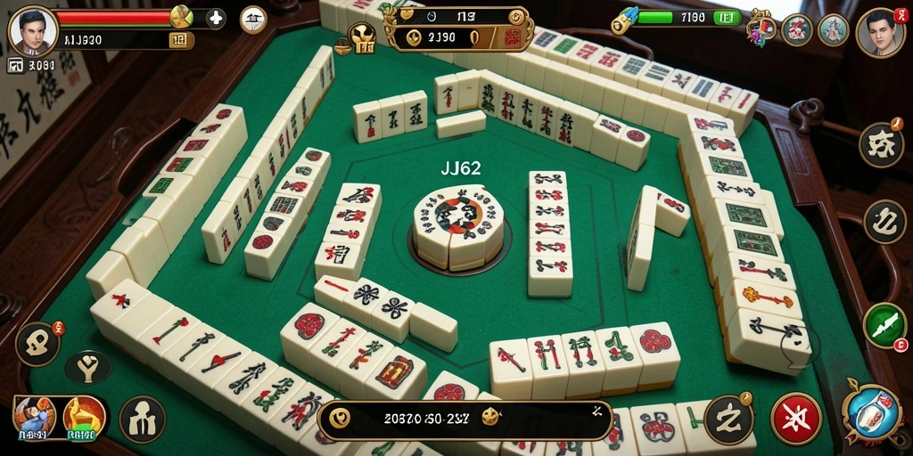 Screenshot gameplay JJ62 menunjukkan aksi seru Mahjong.