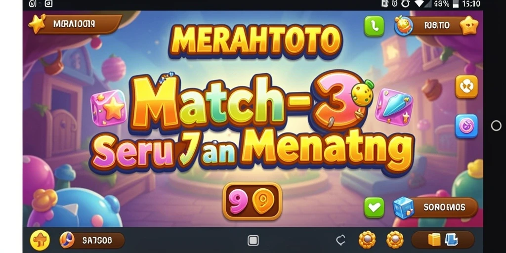 Gameplay Match-3 MERAHTOTO dengan berbagai kombinasi warna.