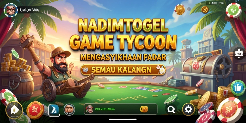 Tampilan gameplay NADIMTOGEL yang menampilkan manajemen bisnis kreatif.