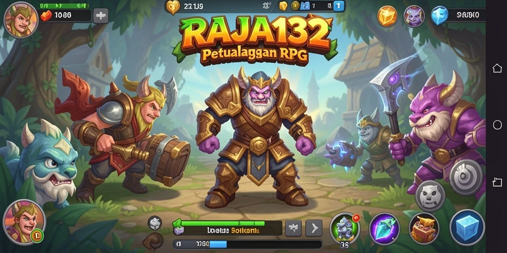 Gameplay epik dalam RAJA132 menunjukkan aksi pertempuran RPG yang seru.