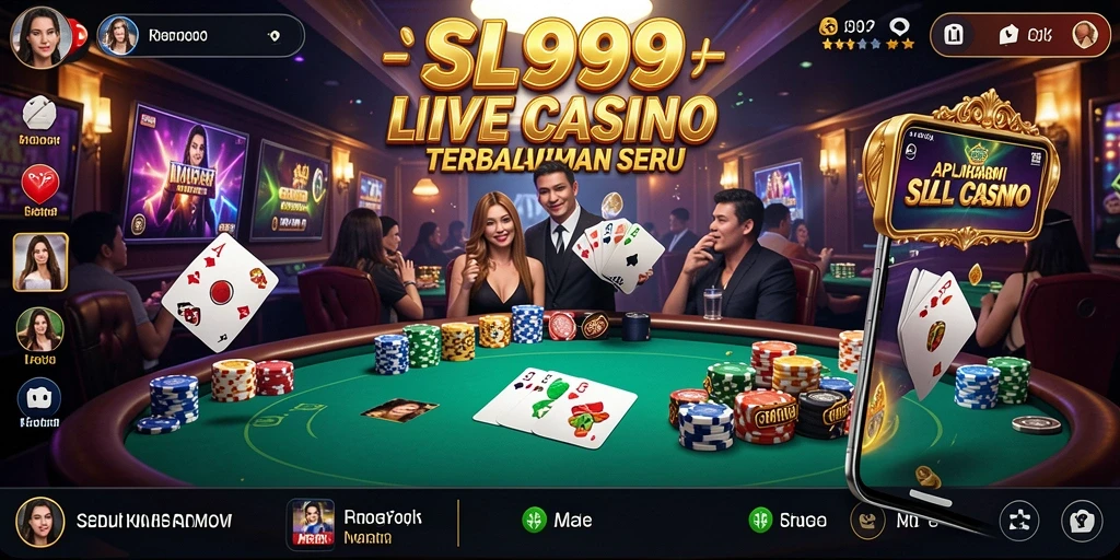 Screenshot gameplay SL999 yang menampilkan dealer langsung sedang bermain roulette.