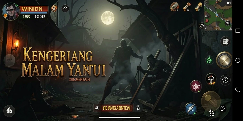 Tampilan gameplay menegangkan di dalam kegelapan.